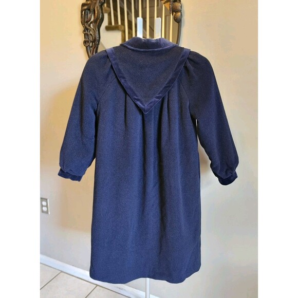 Vintage LC Tailorwear England Wool Swing Coat Navy Blue Girls 10 Velvet trim 60s - Picture 8 of 9
